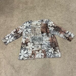 Alfred Dunner 3/4 Length Sleeve Blouse